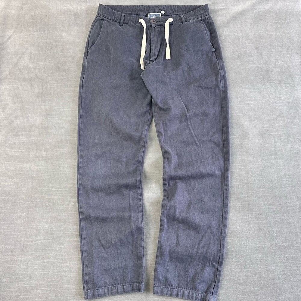 JUNGMAVEN Pacific Coast Pants Large - Grey Hemp Twill Chinos Drawstring USA‎